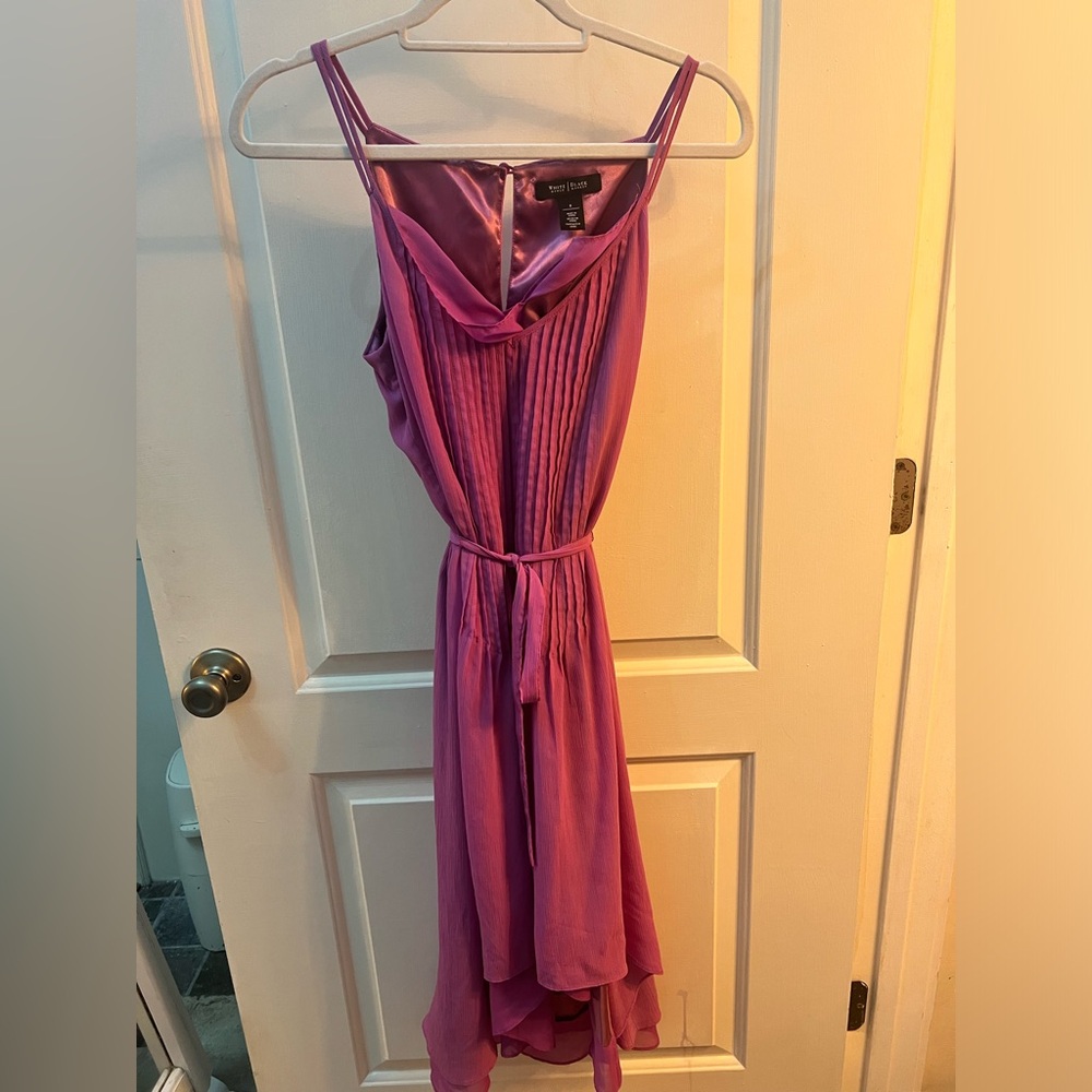 White House Black Market Purple Crepe Chiffon
High Low Swing Dress Sz 8